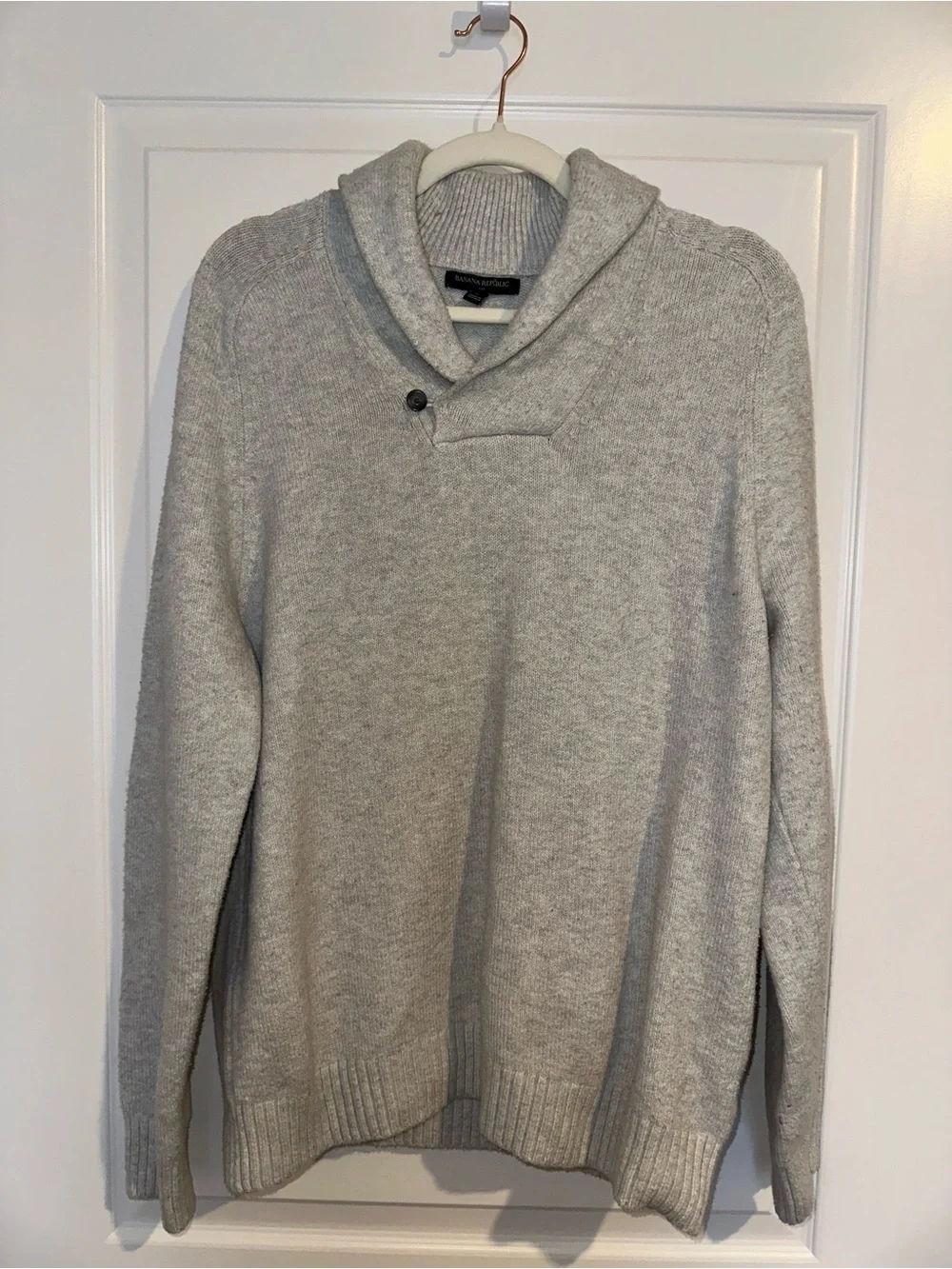 Banana Republic Light Gray Turtleneck Button-Accent Sweater - Men's